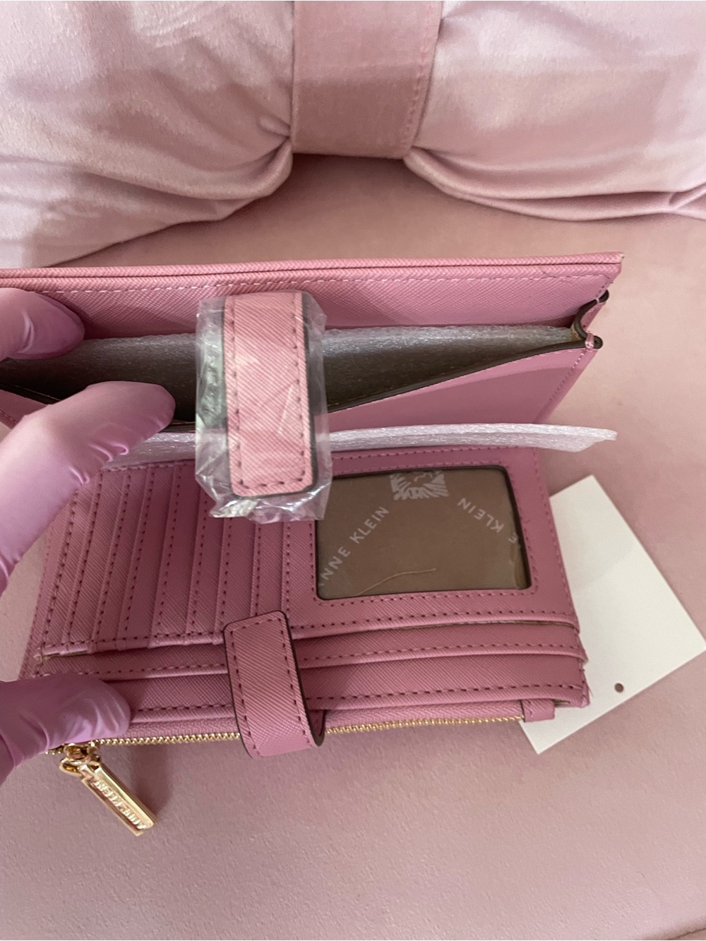Anne Klein Pink Saffiano Zip Wristlet Wallet - Picture 5 of 6